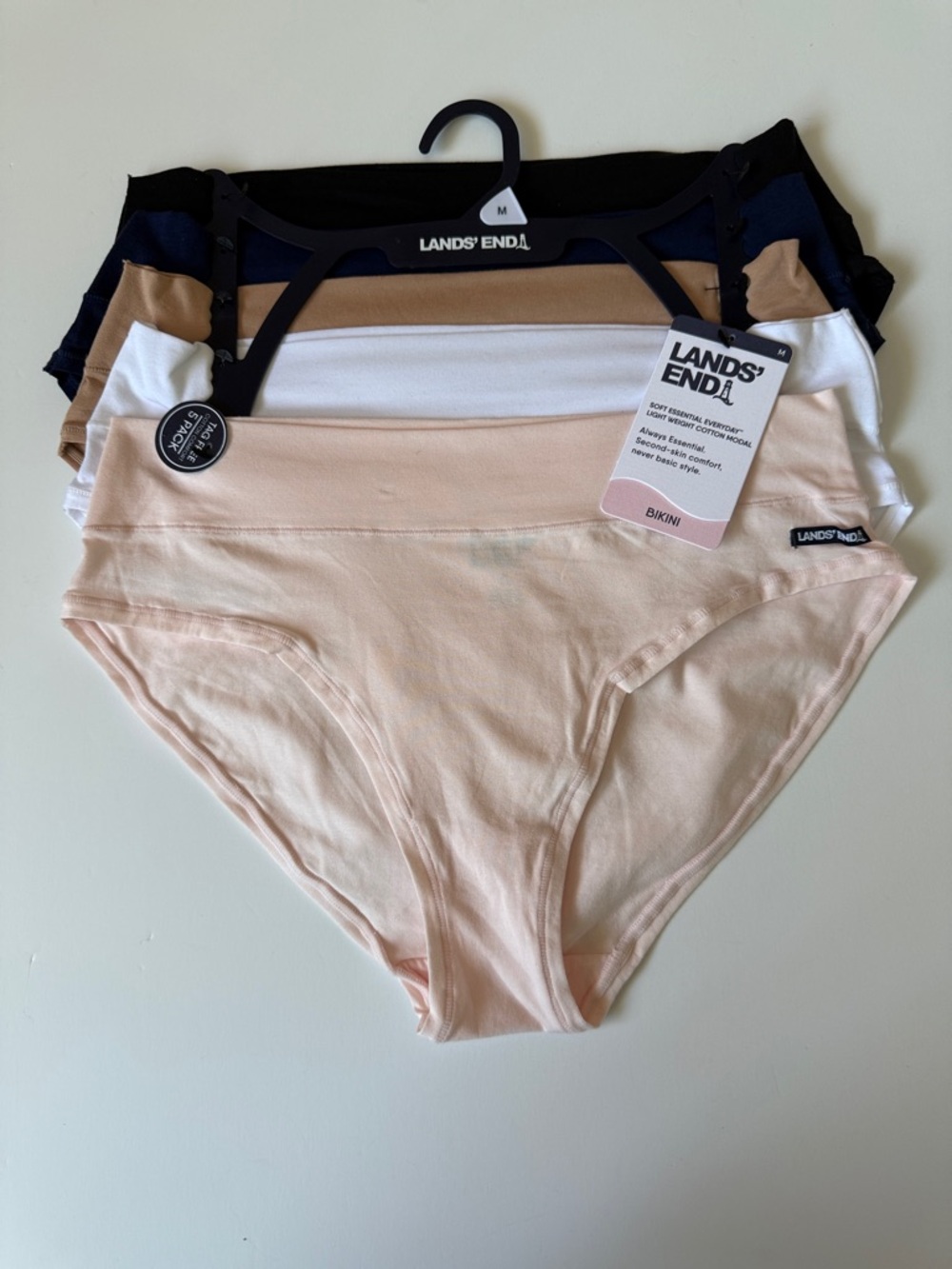 Lands' End Seamless Comfort Panties 5-Pack Bikini Briefs SZ M